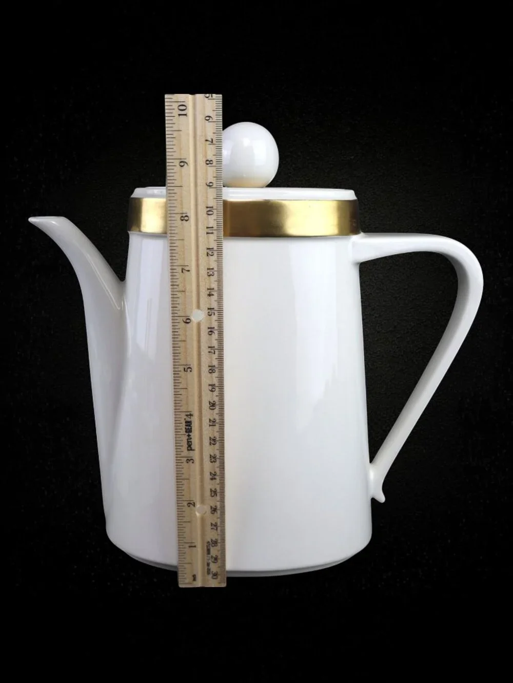 Rare Ernest Sohn Creations MCM Coffee Set 3 Pc White Porcelain Gold Band USA
